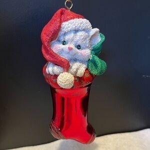 Kitten in stocking Christmas ornament